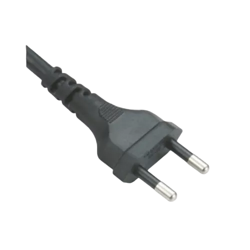 How does the length of the two-core Australian Standard plug power cord impact its power delivery and potential voltage drop?